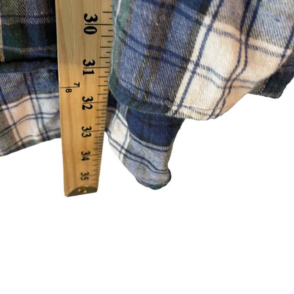 Cabela's Men's Size Large Tall Flannel Blue Plaid Button Up - Picture 8 of 8
